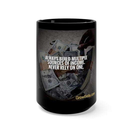 Always build Multiple Sources of Income Black Mug 15oz