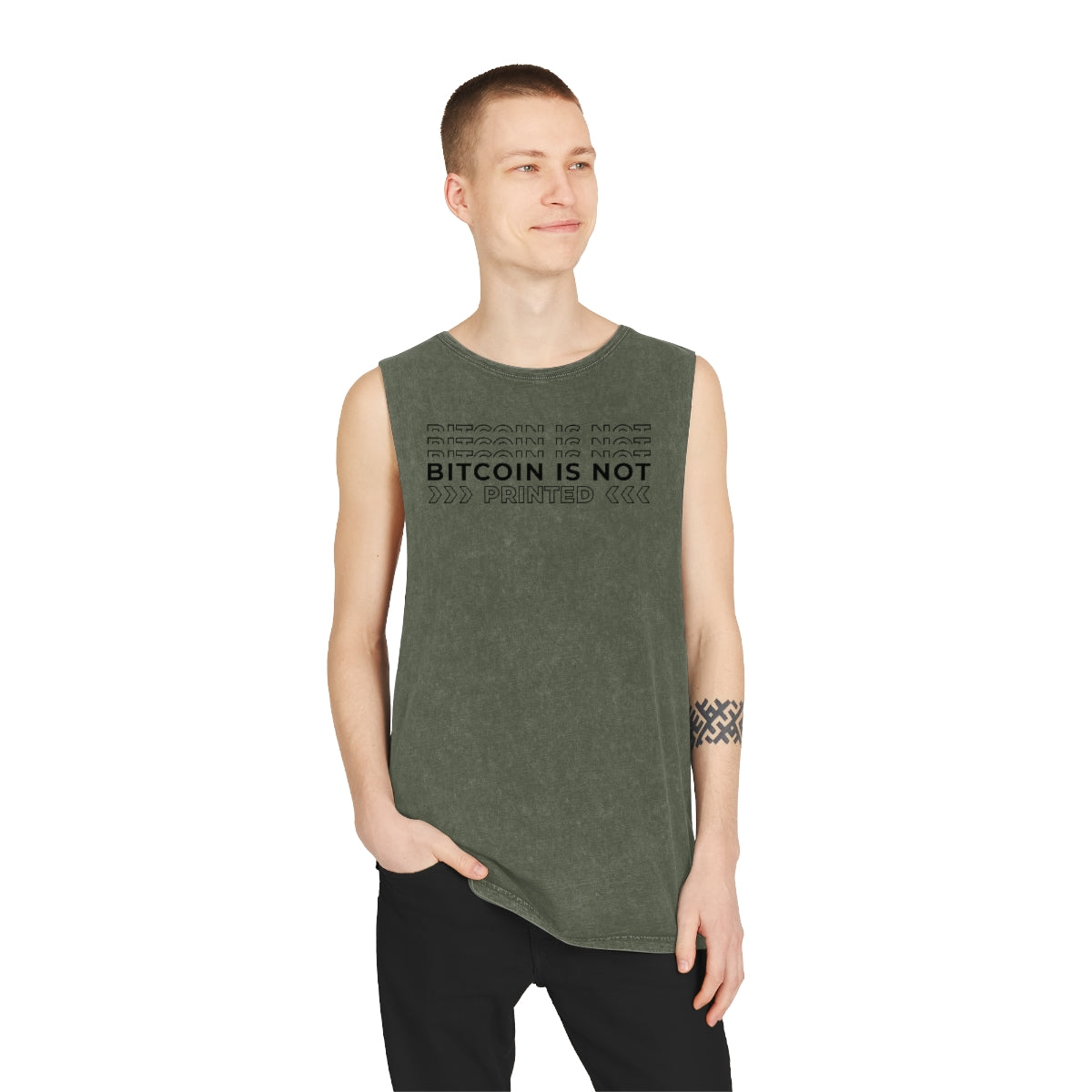 Bitcoin is Not Printed Stonewash Tank Top