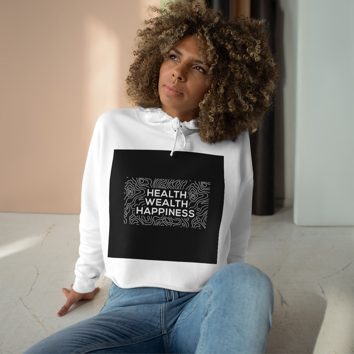 Health Wealth Happiness Womens Crop Hoodie