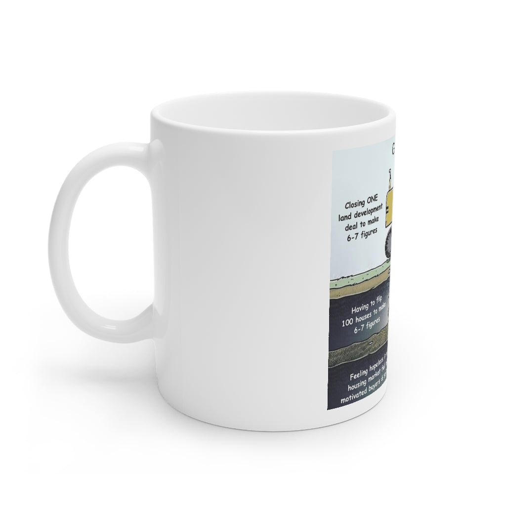 Land Development Work smarter not hard White Ceramic Mug, 11oz and 15oz