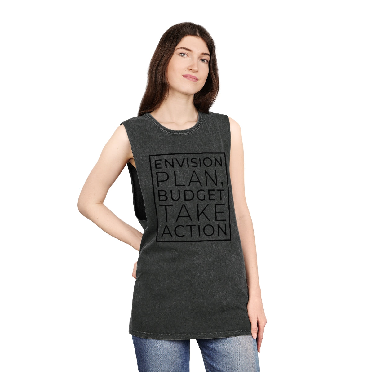 Envision Plan Budget Take Action Stonewash Tank Top