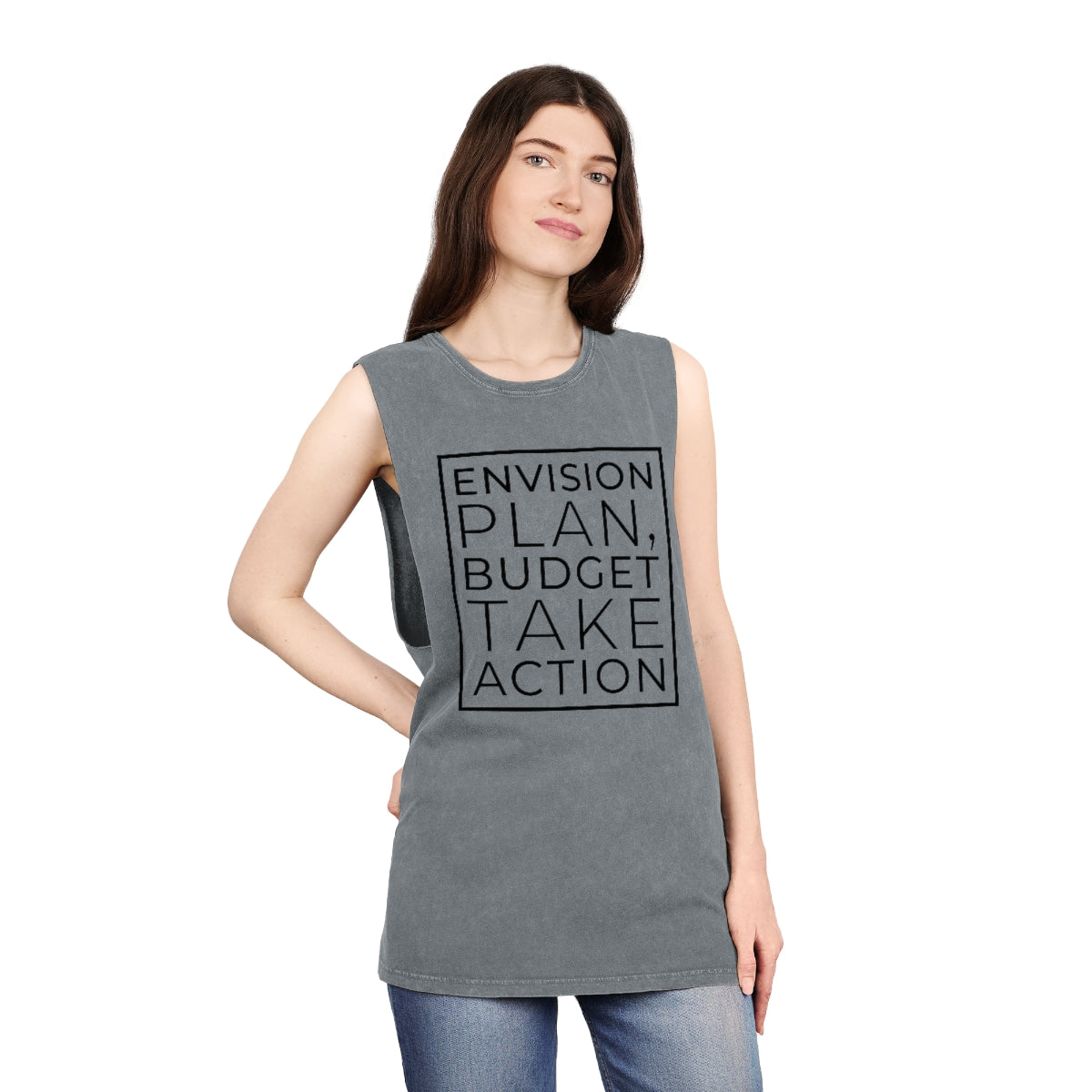 Envision Plan Budget Take Action Stonewash Tank Top