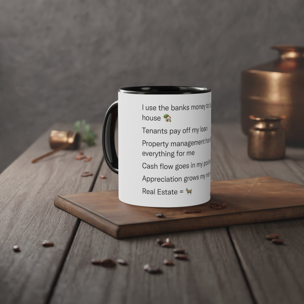 Cash flowing Real Estate White Accent Mug, 11oz