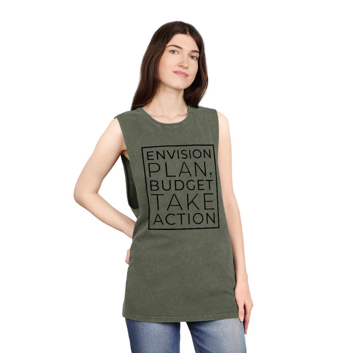 Envision Plan Budget Take Action Stonewash Tank Top