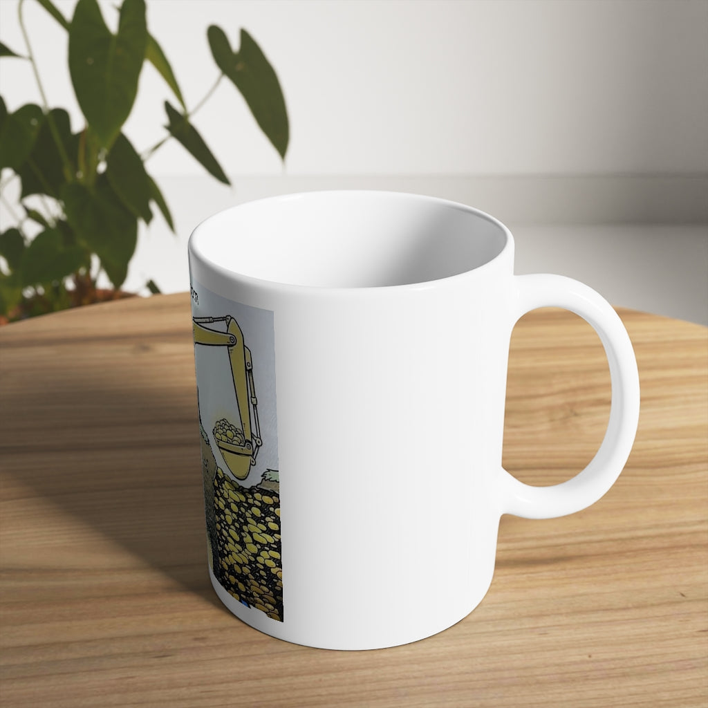 Land Development Work smarter not hard White Ceramic Mug, 11oz and 15oz