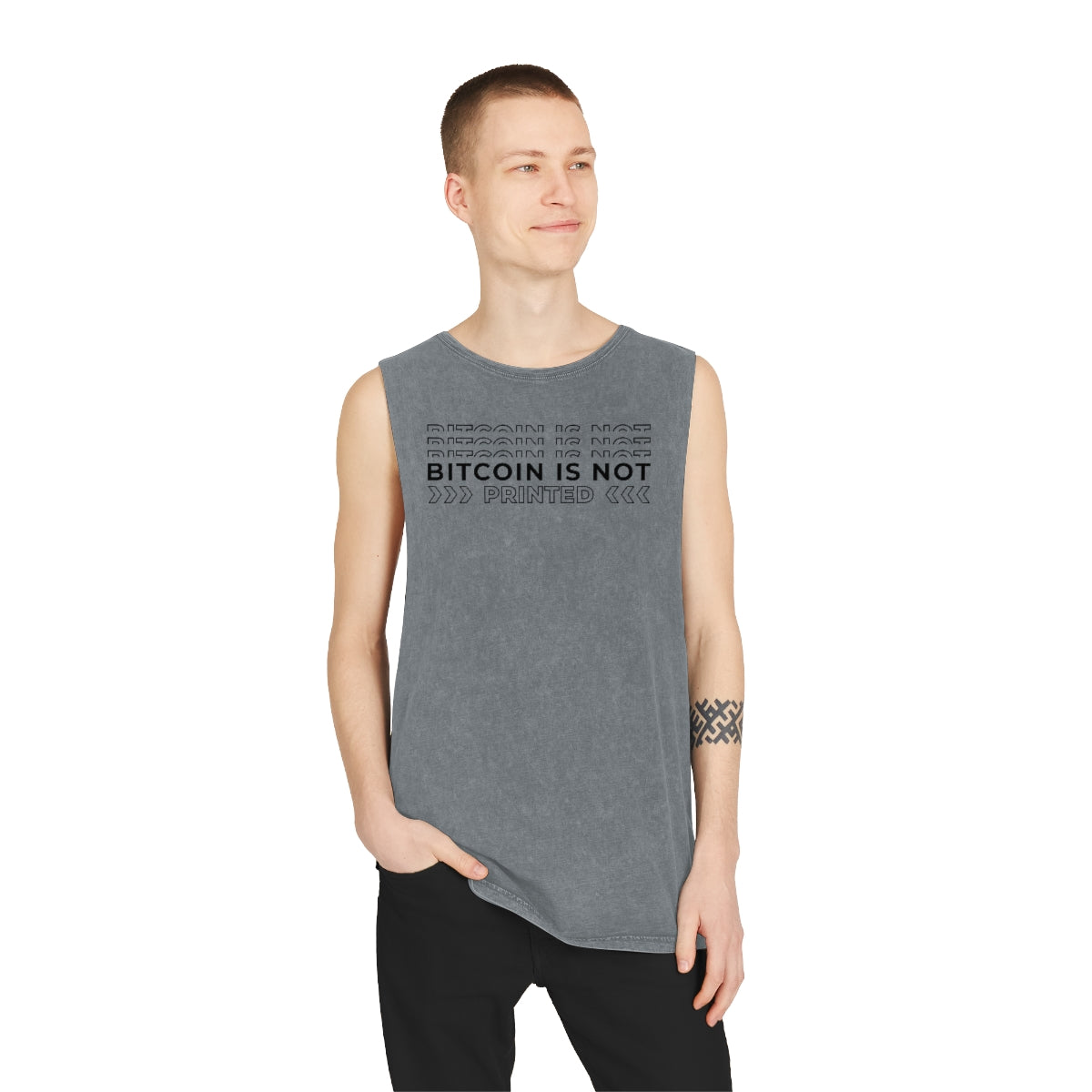 Bitcoin is Not Printed Stonewash Tank Top