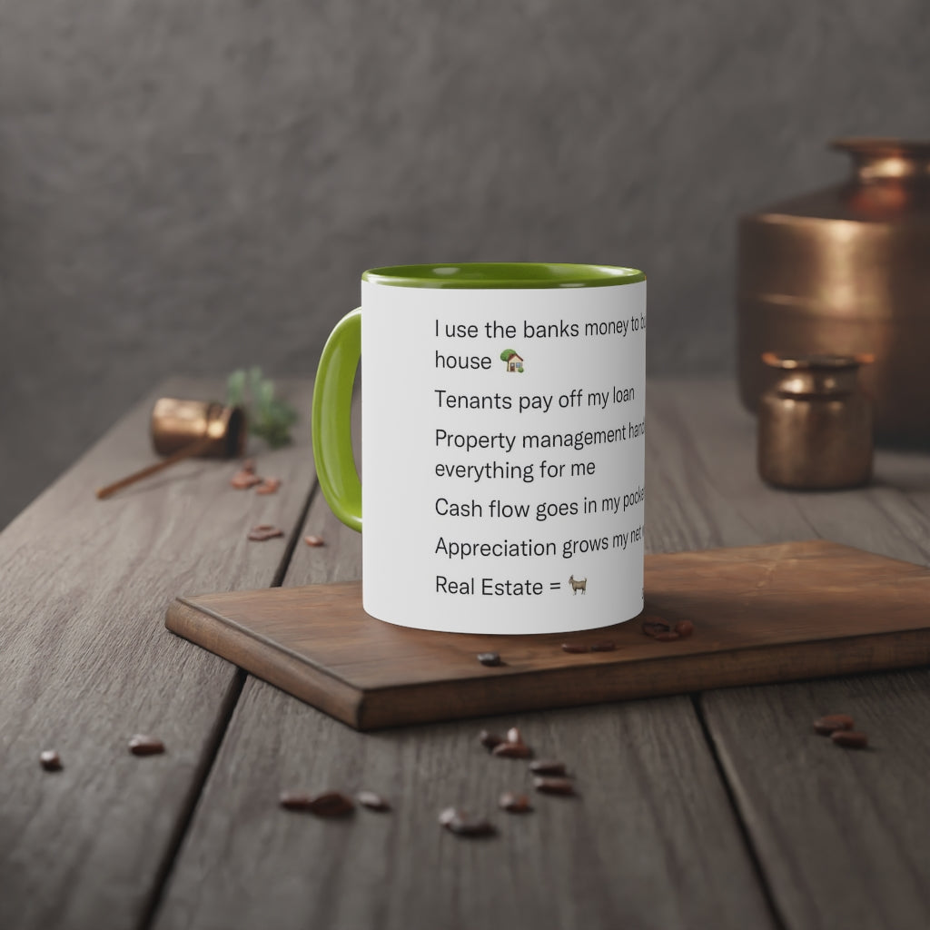Cash flowing Real Estate White Accent Mug, 11oz