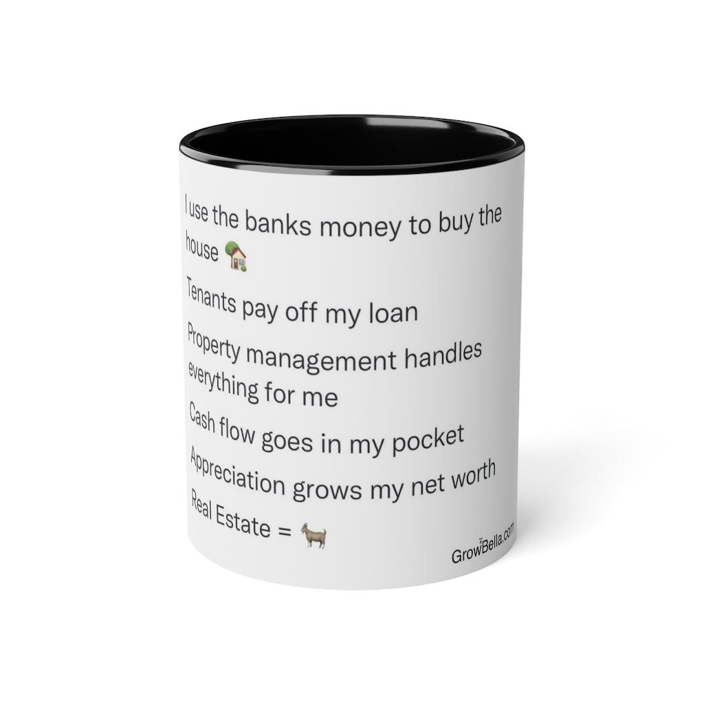 Cash flowing Real Estate White Accent Mug, 11oz