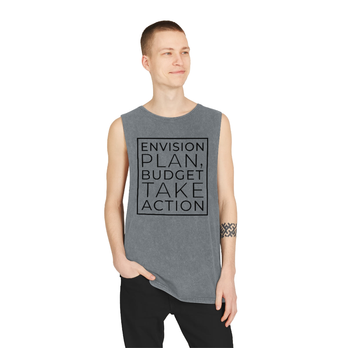 Envision Plan Budget Take Action Stonewash Tank Top