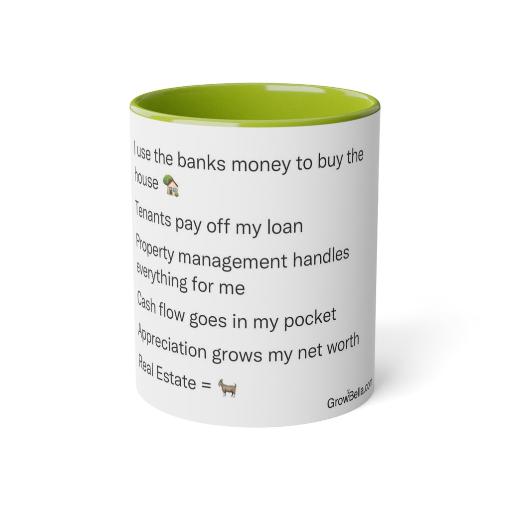 Cash flowing Real Estate White Accent Mug, 11oz