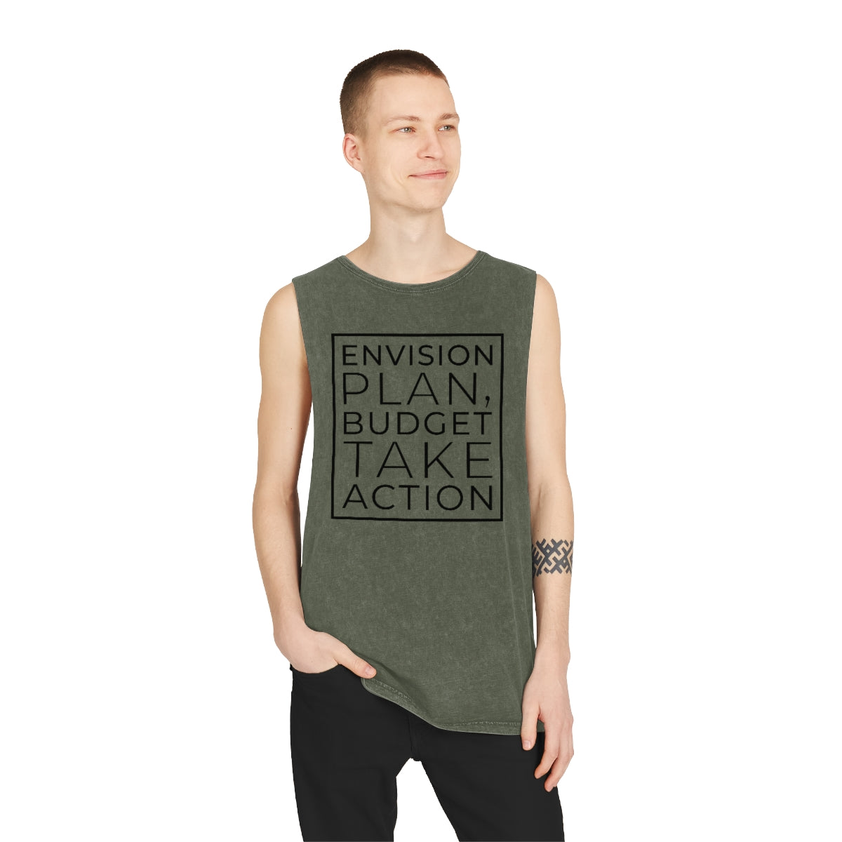 Envision Plan Budget Take Action Stonewash Tank Top