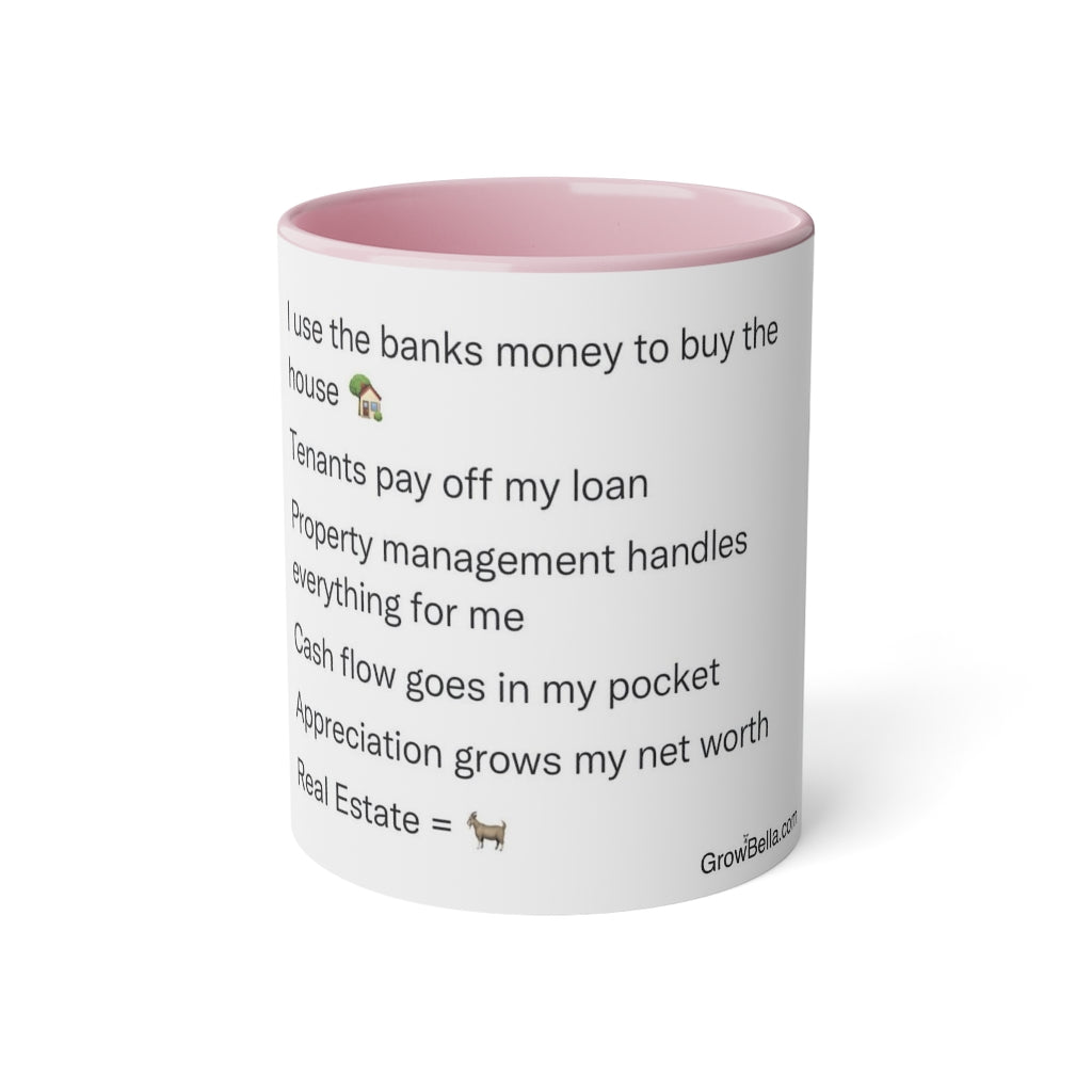 Cash flowing Real Estate White Accent Mug, 11oz