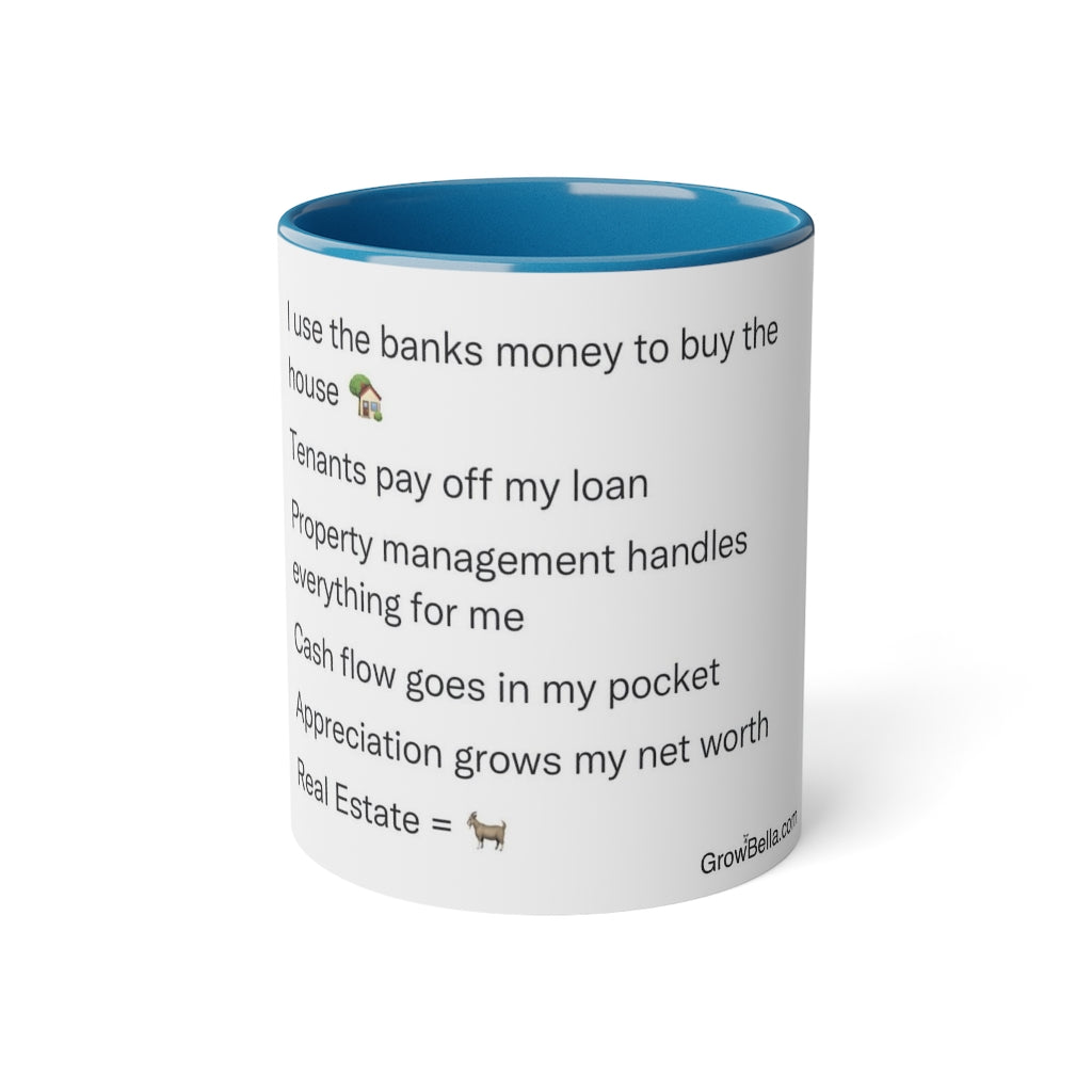 Cash flowing Real Estate White Accent Mug, 11oz