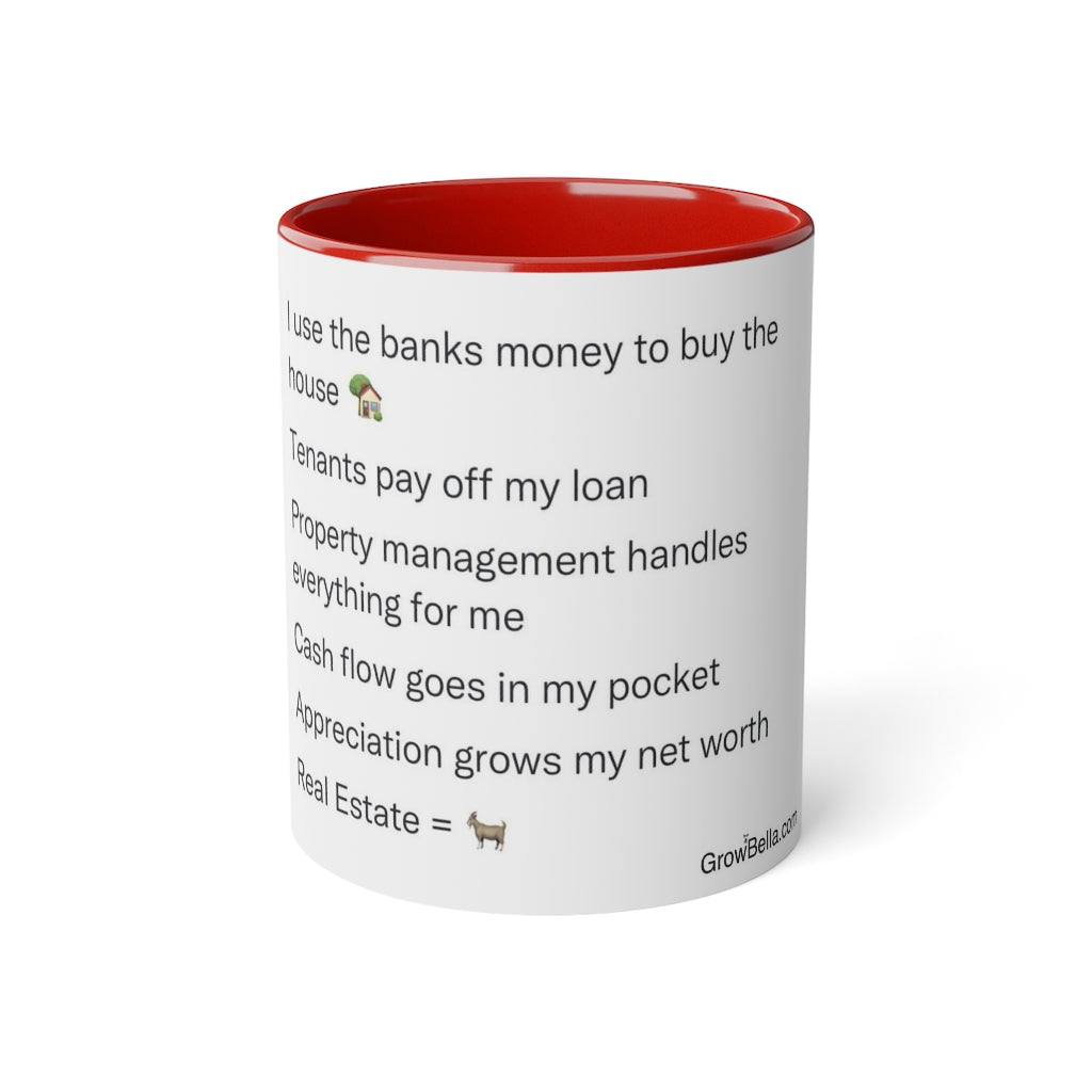 Cash flowing Real Estate White Accent Mug, 11oz