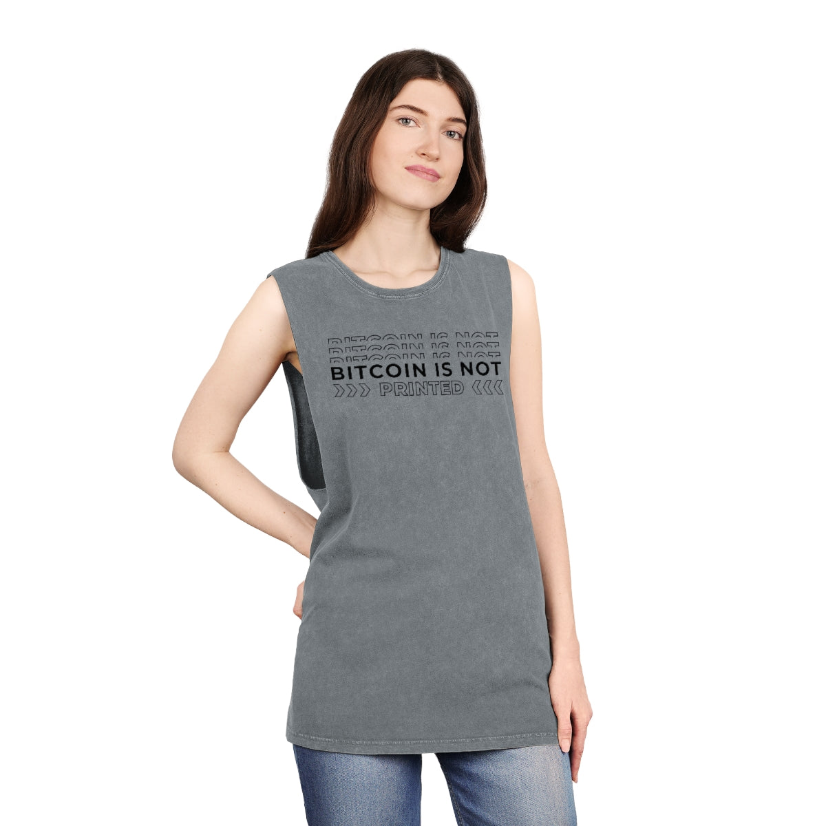 Bitcoin is Not Printed Stonewash Tank Top