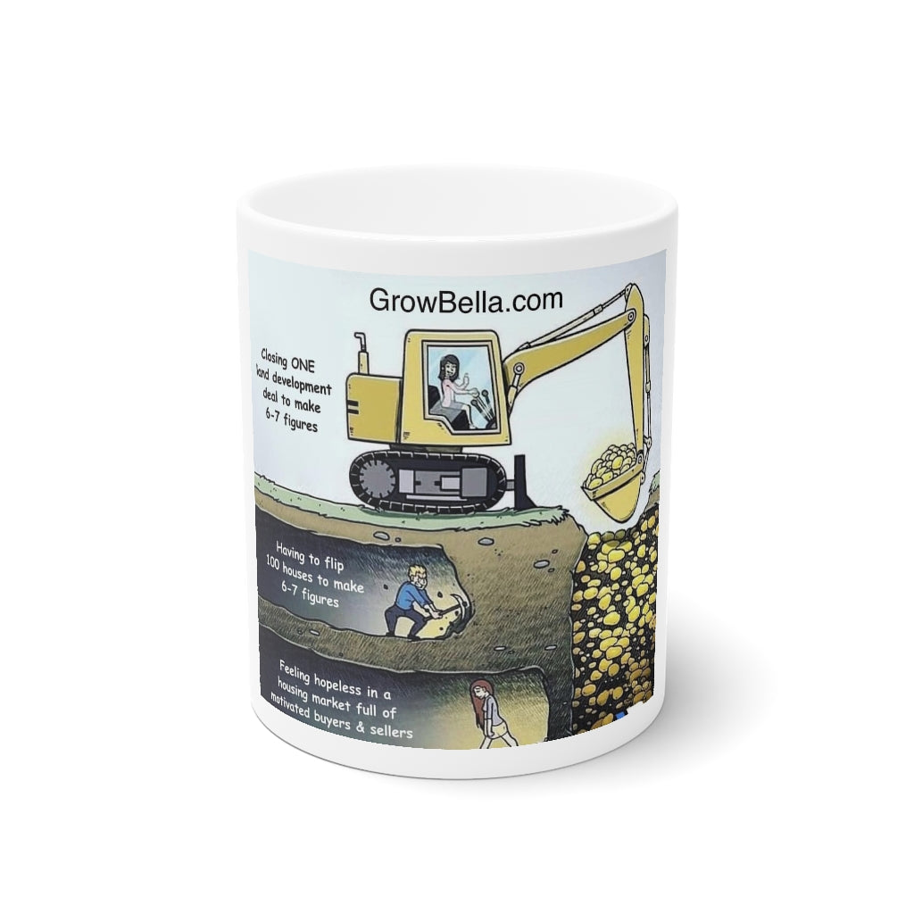 Land Development Work smarter not hard White Ceramic Mug, 11oz and 15oz