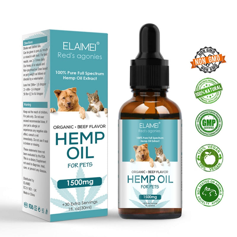 Hemp Essential Oil for Dogs Natural Herbs of Pet Care Oil Anxiety Relief Pain Joint hip Strengtheens immunity
