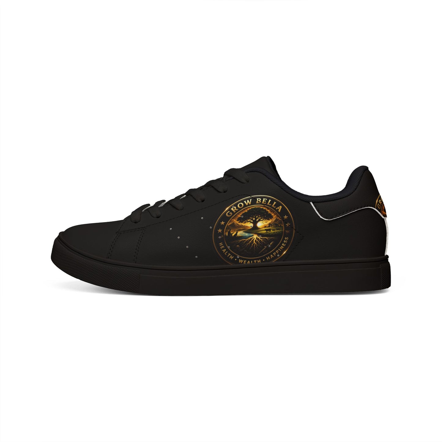 Grow Bella Blackout Edition Low Top Leather Sneakers - Health Is Wealth